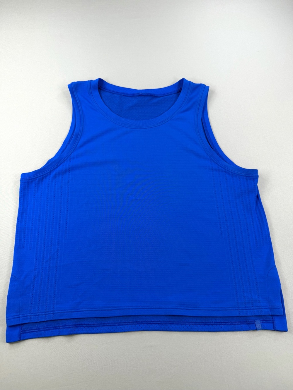 Lululemon Blue Cropped Running Tank Top Mesh Back Athletic Workout